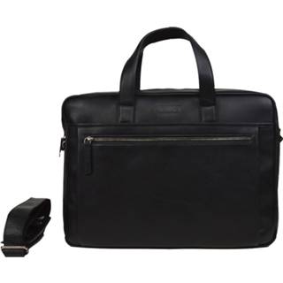 👉 Laptoptas zwart leer vrouwen schoudertas effen active DSTRCT Leren 15.6 inch 2-Vak Premium Collection Incl. Onderhoudspakket 7433637856840