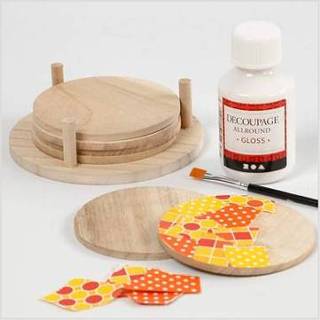 👉 Onderzetter houten naturel Creotime Ronde Onderzetters 9,5 cm 6 stuks 5712854035682