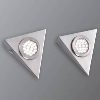 👉 Zilver Driehoekige LED onderbouwlamp Helena in set van 2
