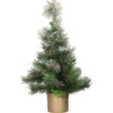 👉 Kunstkerstboom gouden Besneeuwde kunstboom/kunst kerstboom 60 cm met pot