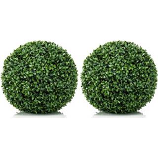 👉 Kunstplant groen 2x stuks buxus bol D38 cm