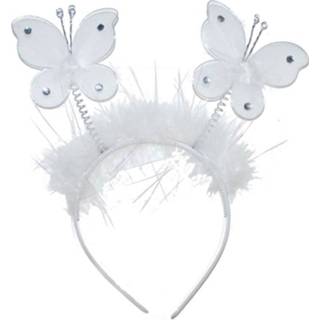 Witte active Leuke tiara met vlinders 8712364534382