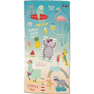👉 Strandlaken blauw velours polyester One Size Good Morning Holidays 75 x 150 cm 8717285188188