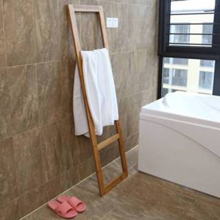 👉 Bamboe handdoek hout bruin Staande handdoeken Ladder Rek - badkamer handdoekhouder voor tegen de muur handdoekladder handdoekenrek handdoekrek Decopatent® 90165159194