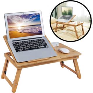 👉 Laptoptafel bamboe hout bruin voor op bed van - Hoogte verstelbaar, kantelbaar & Inklapbaar Bedtafel laptop, boek, tablet Ontbijt tafel Decopatent® 90165158661