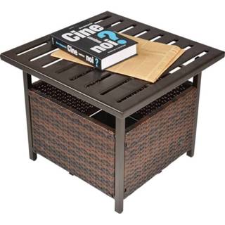 👉 Tafel bruin active Outsunny Rotan tuintafel salontafel met parasolgat balkon 6011607971994