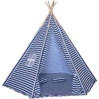 👉 Speeltent polyester active kinderen HOMCOM Kindertent Tent Fir Wood 3-8 jaar Blauw+Wit 6011614590508