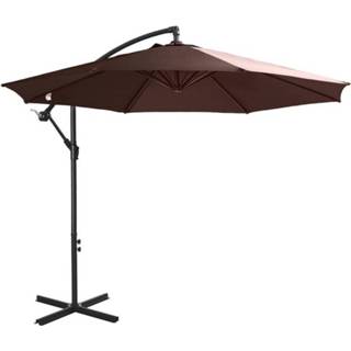 👉 Parasol active Outsunny Afneembare zweefparasol zwengelparasol met handkruk, koffie 6011609777785