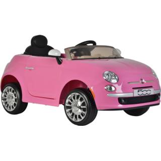 👉 Accuvoertuig roze kunststof One Size Fiat 500CC met afstandsbediening 12V 8715347011061