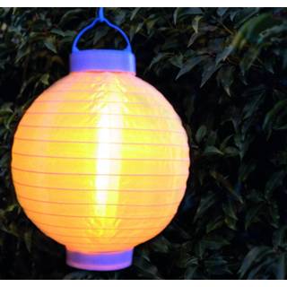 👉 Lampion One Size wit 1x stuks Luxe solar lampion/lampionnen met realistisch vlameffect op zonne-energie 20 cm - sfeervolle zomer tuinverlichting buitenlampionnen 8713619393396