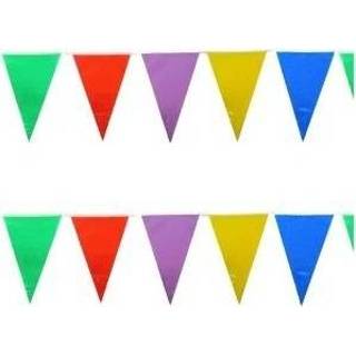👉 Vlaggenlijn One Size meerkleurig 3x vlaggenlijnen gekleurde vlaggetjes - 10 meter slingers 8719538533004