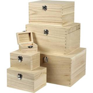 👉 Hout houten One Size bruin Creotime set dozen met sluiting unisex 6 stuks 5707167043806