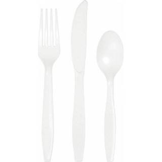 👉 Bestek wit plastic 72-delig party set