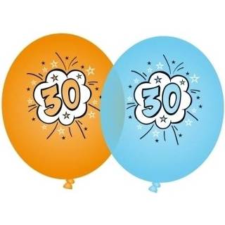 👉 Ballon One Size meerkleurig 16x stuks 30 jaar verjaardag thema feest ballonnen - Feestartikelen 8720276913041