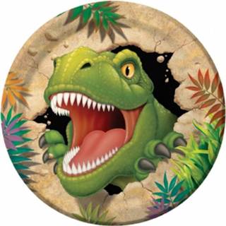 👉 Dinosaurus One Size meerkleurig kinderen 24x stuks thema kinderfeestje bordjes 23 cm - Feestartikelen 8720276197694