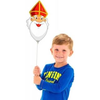 👉 Folieballon One Size meerkleurig Set van 3x Sinterklaas gezichtje folie ballonnen 22 cm - thema ballonnen/versiering 8720276478793