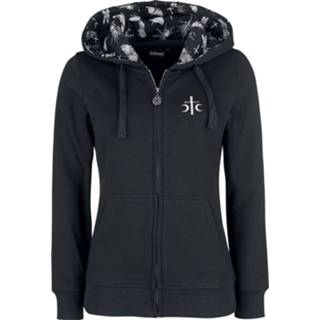 👉 Hoodie zwart vrouwen m Gothicana by EMP - Black with Print on the Back and Hood Vest met capuchon 4064854219281