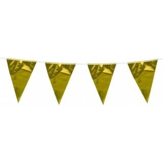 👉 Vlaggenlijn goud One Size 3x stuks Vlaggenlijn/vlaggetjes metallic 10 meter 8719538531086