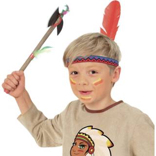 👉 Hoofdband One Size meerkleurig Indianen verkleed met veer - stretch carnaval artikelen 8718758165439