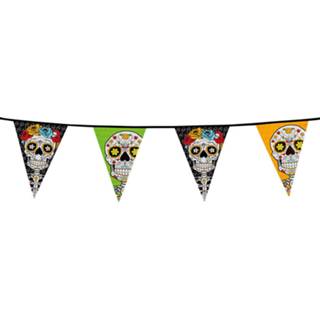 👉 Vlaggenlijn One Size meerkleurig 3x Day of the dead vlaggenlijnen 10 meter - Feestartikelen Feestversiering Halloween versiering Vlaggenlijnen/slingers 8720276403283