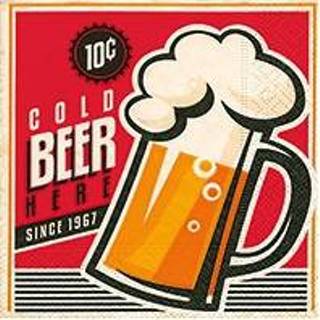 👉 Servet papieren One Size meerkleurig 40x Retro bier themafeest servetten 33 x cm - wegwerp tafeldecoraties 8720276424028