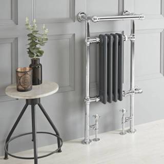 👉 Handdoekradiator antraciet Dual Fuel Klassiek 93cm x 45cm met Overhangend Handdoekrek 437 Watt | Optie Wifi Thermostaat en Kabelafdekking Elizabeth 5059803035097