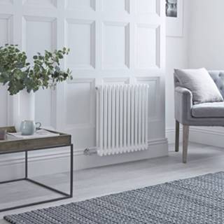 👉 Design radiatoren wit CE klassiek windsor staal Designradiator Elektrisch Horizontaal 2 Kolommen 60 x 60,5cm | Keuze WiFi-Thermostaat 5051752739453