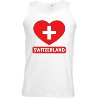 👉 Tanktop wit Zwitserland vlag in hart wit heren