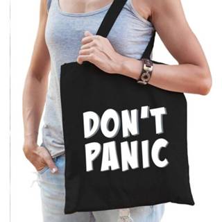 👉 Katoenen tas zwart One Size vrouwen Dont panic / geen paniek cadeau voor dames - crisis tasje shopper 8720147900682