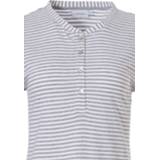 👉 Nachthemd grijs Organisch katoenen, gestreept met korte mouwen en knoopjes 'pretty fine stripes' 8719833151118
