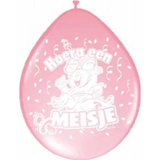 Ballon roze kunststof meisjes active baby's 8x Ballonnen geboorte meisje baby thema