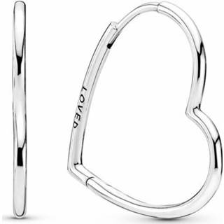 👉 Oorhanger zilver One Size zilverkleurig Pandora People 297822 Oorhangers Asymmetrisch Hart 30 mm 5700302746112