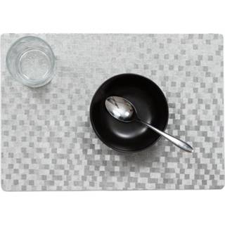 👉 Tafel zilver PU One Size Stevige luxe placemats Stones 30 x 43 cm - Met anti slip laag en coating toplaag 8436543310177