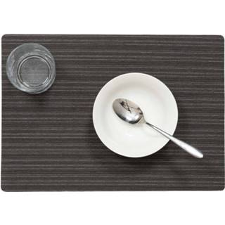 👉 Tafel zwart PU One Size Stevige luxe placemats Lines 30 x 43 cm - Met anti slip laag en coating toplaag 8437012385504