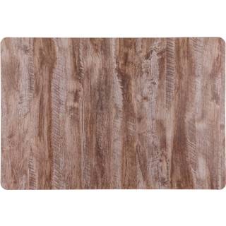 👉 Tafel hout kunststof One Size bruin Set van 6x stuks placemats licht kleur 43 x 28 cm 8720576338780