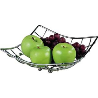 👉 Fruitschaal metalen One Size zilver fruitschaal/fruitmand 26 x 24 9 cm - Vierkante fruitschalen/fruitmanden 8720276637190