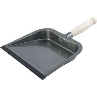 👉 Handvat zilver metalen houten Luxe stofblik met rubberen lip en