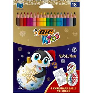 👉 Potlood middel meerkleurig kinderen Overige merken BIC Kids Evolution 18 potloden met 4 DIY inkleurbare kerstballen 3086123525214