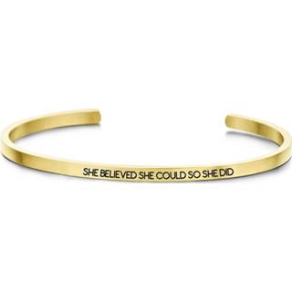 👉 Zirkonia staal geelgoudverguld bangle active vrouwen goudkleurig Key Moments 8KM-B00041 Stalen open met tekst she believed could so did one-size 8719497234776