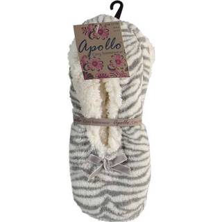 👉 Ballerina's grijze grijs vrouwen zebra print ballerina pantoffels/sloffen voor dames - Dierenprint huissloffen 8720276555173