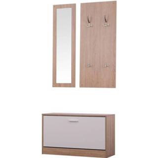 👉 Schoenenkast active HOMCOM 3-delige garderobeset, schoenenkast, wandspiegel, garderobe, hal 2 kleuren 6011600701734