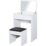 👉 Kruk wit active HOMCOM Make-uptafel met krukje toilettafel kaptafel inklapbare spiegel 6011603255258