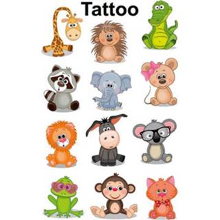 👉 Tattoo One Size Color-GeenKleur kinderen etiket Z-design Kids pakje a 1 vel dieren 4004182567616