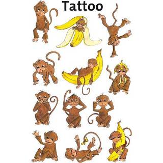 Tattoo One Size Color-GeenKleur kinderen etiket Z-design Kids pakje a 1 vel apen 4004182567661