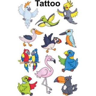 👉 Tattoo One Size Color-GeenKleur kinderen etiket Z-design Kids pakje a 1 vel vogels 4004182567623