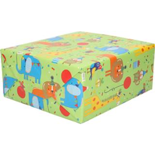 👉 Inpakpapier groen 1x Rol Inpakpapier/cadeaupapier met dieren design 200 x 70 cm