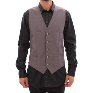 👉 Vest grijs male m Slim Fit knop aan de voorkant 9355692016879