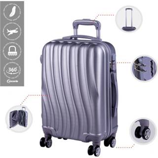 👉 Trolley koffer zilver One Size GeenKleur Cabine met zwenkwielen 33 liter inhoud - kleur Handbagage reiskoffer Formaat: 38 X 23 55 Cm 8429283180414