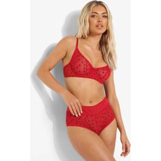 Mesh Hartjes Beha Met Beugel En Borduursel, Red