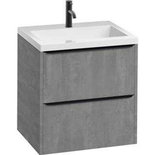 👉 Badmeubelset grijs zwart Saniselect Socan Slimline 60x40cm Beton Grijs/Zwart 8714175988729